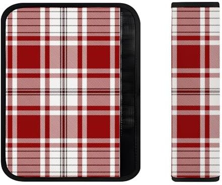 Cuscinetti per cinture di sicurezza a quadri rossi e neri, comodi cuscinetti per cinture di sicurezza, accessori per cinture di sicurezza, per tutte le stagioni, imbottiture generali morbide per la