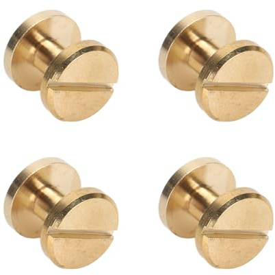Rengue 50 Set Rivetti in Ottone Rivetti in Pelle per Rilegatura Viti a Testa Piatta Rotonda Viti di Fissaggio per Tessuto di Carta in Pelle Decorazioni Artigianali Fai da Te (ottone 2)