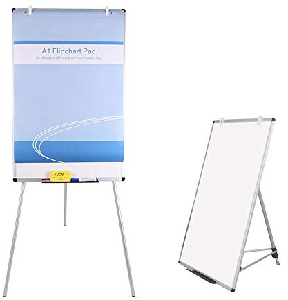 VIZ-PRO Flipchart | Whiteboard | Staffelei - höhenverstellbar, nicht magnetisch - 2er Pack 90 x 60 cm
