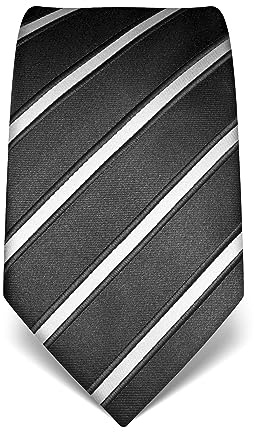 Vincenzo Boretti cravatta elegante classica da uomo, 8 cm x 15 cm, di pura seta di alta qualità, idrorepellente e antisporco, motivo a righe antracite