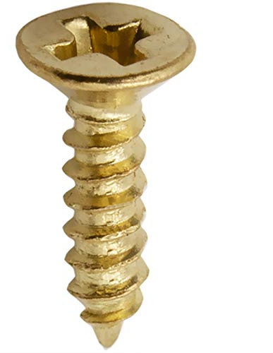 FUXXER® - 100 x antika träskruvar, antik mässing, korsspår, korsskruvar, försänkt huvud, självskärande, set om 100 (2 x 8 mm, mässing guld)