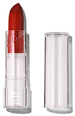 e.l.f. SRSLY Satin Lipstick, Nourishing & Moisturizing Formula, Infused with Jojoba Oil & Macadamia Seed Oil, Cherry
