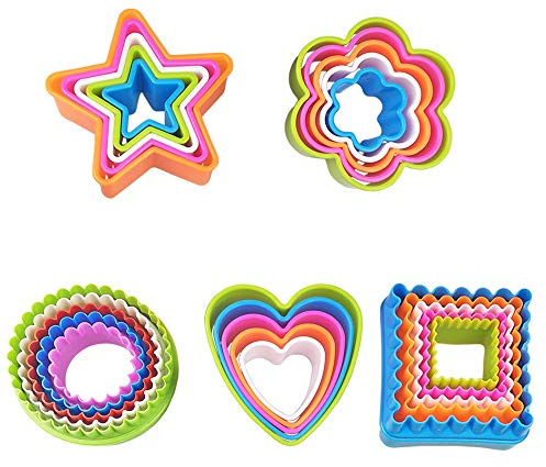 25 PCS Cookie Cutter Set Multi-size Sandwich Fondant Cake Fruit Vegetable Shapes Cutter Set