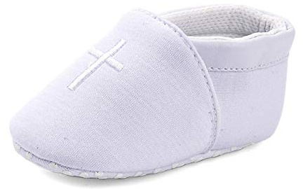 LACOFIA Scarpe da Culla Bianche per Neonato Scarpine Primi Passi per Bambina con Suola Morbida Antiscivolo 3-6 Mesi