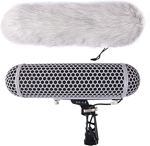 DF DIGITALFOTO Micolive Micrófono Parabrisas Blimp con Dead Cat Estilo Proteger Jaula y Rycote Sistema de Suspensión de Montaje de Choque Compatible con Rode NTG Series AT875R Line Sennheiser MKE 600