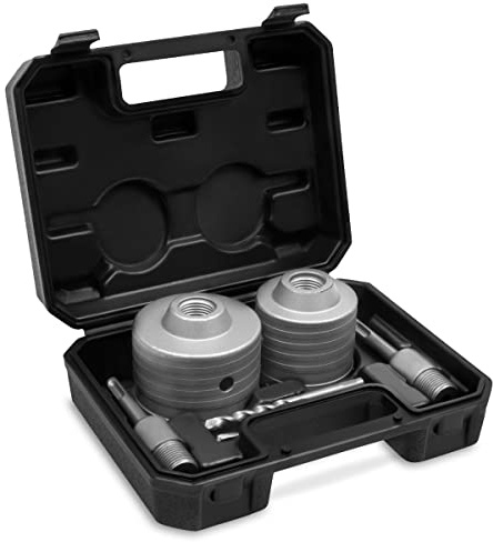 VONROC SDS-Plus Beton Lochsägen Set 2 Stück 68-82mm Universal Kernbohrer Zentrierbohrer SDS-plus Adapter