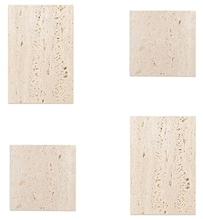 Gisela D natursten fotorekvisita, fotograferingsrekvisita smycken, kosmetika, förvaringsbricka, produkt fotografi tillbehör (vit, 4 stycken (15 x 8 cm)