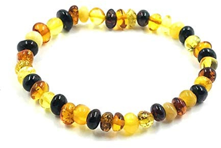 Bracciale in Ambra Baltica Naturale per Adulti su Elastico 18-19 cm - Realizzato con Perline Genuine