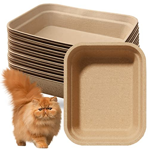 15 Pack Disposable Litter Boxes for Cats Paper Litter Tray Travel Toilet Cat Litter Box for Indoor Outdoor for Cat, Hamster, Guinea Pig, Mice, Bunny,Small Animals 16.7 x 13.4 x 4 Inch