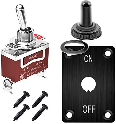 Gebildet Marine Interruptor Palanca con Panel Montaje 12VDC 20A Interruptor Palanca 250V AC 15A Heavy Duty SPST Encendido/Apagado 2Pin para Auto Car Truck Boat con Gorra Impermeable