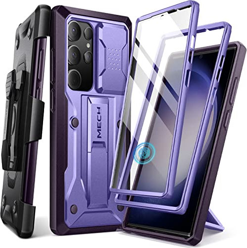 Tongate for Samsung Galaxy S23 Ultra Case, [Bulit-in Slide Camera Cover & Screen Protector] [2 Front Frame] Military Grade Shockproof S23 Ultra Phone Case with Kickstand & Belt-Clip 6.8, Purple