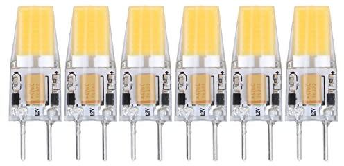 GY6.35 LED Glühbirne mit Bi Stift Sockel, 5 W AC/DC 12 V COB, Energiesparende Silikon Wohnzimmer Deckenleuchte, Warmweiß, 360 Grad Lichtwinkel, für Heimlandschaft (6 Stück)