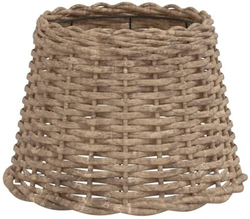 vidaXL Natural Wicker Lamp Shade - Brown - Versatile Ceiling or Table Lamp Shade with Robust Iron Holder - Ø30x20 cm - Compatible with E27 Bulbs