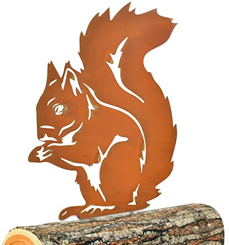 emperoch Decoration Jardin Rouille, Sculpture Jardin Métal Rouillé, Décoration de Jardin en Forme D'écureuil en Métal 21 * 28 CM, Décoration Écureuil Rouillée, pour Cour, Jardin, Extérieur, Pelouse