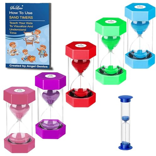 SuLiao Sanduhr 1 2 3 5 10 30 Minuten, Eieruhren Timer Set, Buntes Stundenglas,Hourglass Sand Timer für Kinder Schule, Kinder zähneputzen, Kita, Büro, Haus, Deko, Spiele, Klassenzimmer, Küche