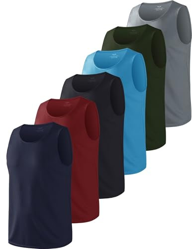 6 Pack Tank Top Herren Leicht Achselshirt Ärmellos Schnelltrocknend Atmungsaktiv Sport T-Shirt Muscle Shirt Laufen Gym Fitness Tankshirts Sommer Outdoor Funktionsshirt SetA L