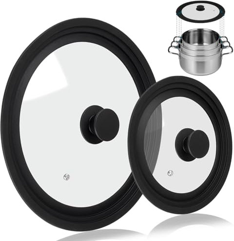 Akicderu Universaldeckel, Pfannendeckel, Glasdeckel für 16/18/20 cm und 24/26/28 cm Töpfe und Pfannen, Topfdeckel für vielseitiges Kochen