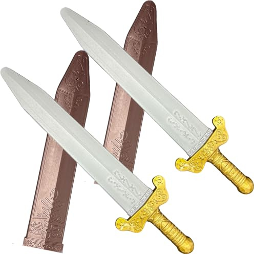Cndiyald Épée de Jouets, 2 PCS Épée en Plastique avec de la Gaine, 19 en Longue épée médiévale de Chevalier, épée en Plastique pour Faire Semblant de Jouer
