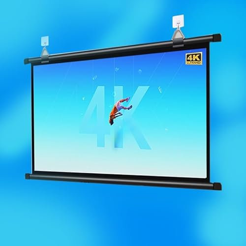 GFYHTN 30'' 40'' 50'' 60'' 72'' Movie Screen Manual Roll Up 4K Projector Screen Portable HD 16:9/4:3 Indoor Outdoor Projection Screen For Backyard Party Home Theater Office(30inch-4:3)