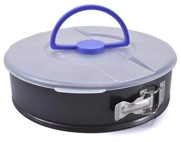 evym Teglia apribile, Ø 26 cm, con coperchio per il trasporto, stampo per torte, teglia da forno, per conservare e trasportare, stampo rotondo con cappuccio per il trasporto, fondo rimovibile