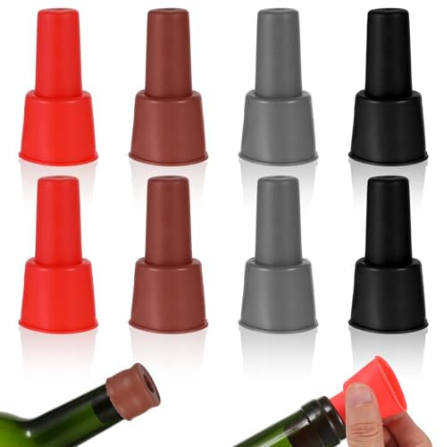 8 Stück Flaschenverschluss Bunt Wiederverwendbarer Sektflaschenstopfen Silikon Weinstopfen Weinflaschenverschlüsse für Champagner Bier Kohlensäurehaltige Getränke