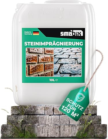 Smabix® [10L] Steinimprägnierung Außen I für 120 m² I Made in Germany, Schutz vor Feuchtigkeit, Imprägnierung für Terrassenplatten, Natursteine, Beton, Pflastersteine, Fassaden, Steinversiegelung