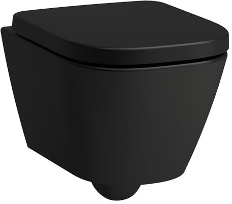 Laufen Meda WC suspendu Advanced compact, sans rebord, Silent Flush, 360x490mm, fixation cachée chasse deau basse, H8201137160001, Couleur: noir mat