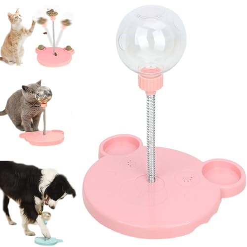 Wobbly Dog Treat Dispenser With Spring - Interactive Slow Feeder Ball for Dogs and Cats, Snack Dispensing Pet Toy