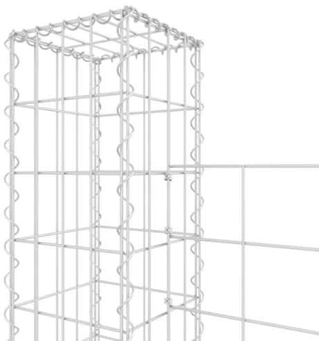 Gabion Basket, U Shape Iron with 8 Posts, 860x20x150 cm, Easy to Fill for Retaining Wall, Quick Construction