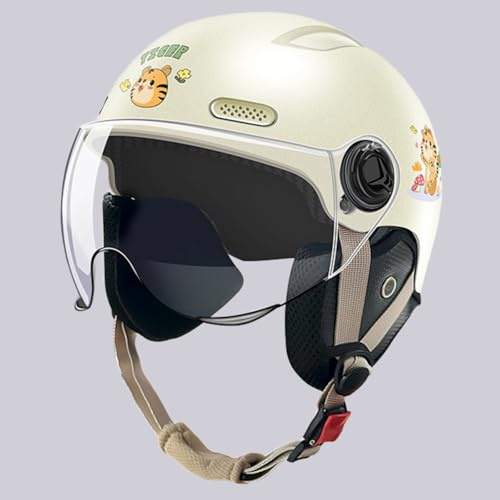 Casque Moto 3/4 pour Enfants, Casque Scooter avec Visière Solaire pour Garçons Et Filles De 5 À 15 Ans, Casque Jet Moto pour Enfants, Homologué ECE 22.06 G,44-55cm