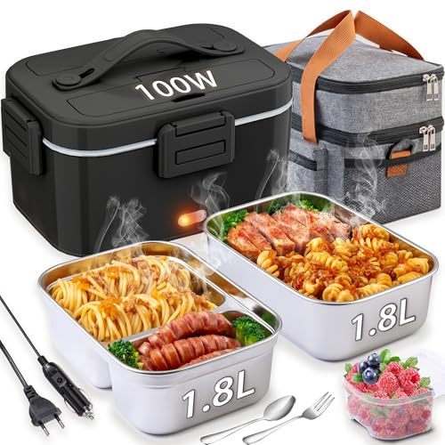 Kimfead Gamelle Chauffante 100W 1,8Lx2 Lunch Box Chauffante 12V/24V/230V