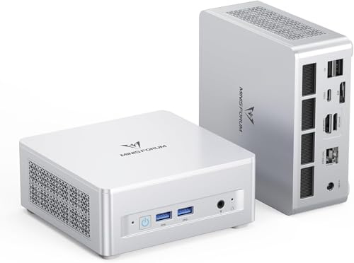MINISFORUM UM880 Plus Mini PC, AMD Ryzen 7 8845HS (8C/16T, fino a 5.1GHz), grafica Radeon 780M, OCuLink, triplo display, 8K@60Hz, 5 porte USB, Wifi 6e, barebone senza RAM/SSD