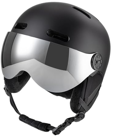 Jectse Snöhjälm med Glasögon Öronkuddar Vintersporthjälm Löstagbart Visir för Skidåkning och Snowboardåkning, Optimal Ventilation och Stötskydd, ABS + EPS-material