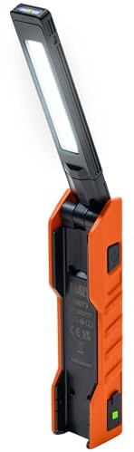 Klein Tools 56073 Lampe artisanale pliable, 500 lumens LED avec rotation à 180 degrés et rotation à 270 degrés, lampe de poche rechargeable USB-C avec projecteur intégré, base magnétique, indice IP54