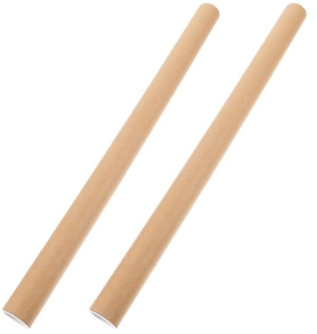 VILLCASE Lot de 2 Tubes D'expédition en Papier Kraft Bouchons, Cylindriques, Diamètre Intérieur 3 Cm, Épaisseur 2 Mm, Longueur 50 Cm, pour Affiches, Posters et Protection D’œuvres D’art,