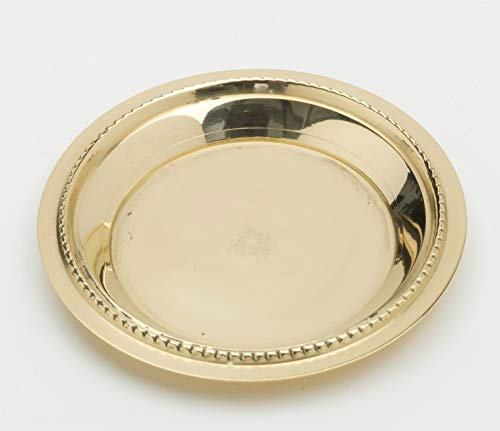 Mini-Piattino, Diametro (Interno) 4,5 cm, Diametro Esterno 7 cm, Ottone, Oro, lucidato, Tondo