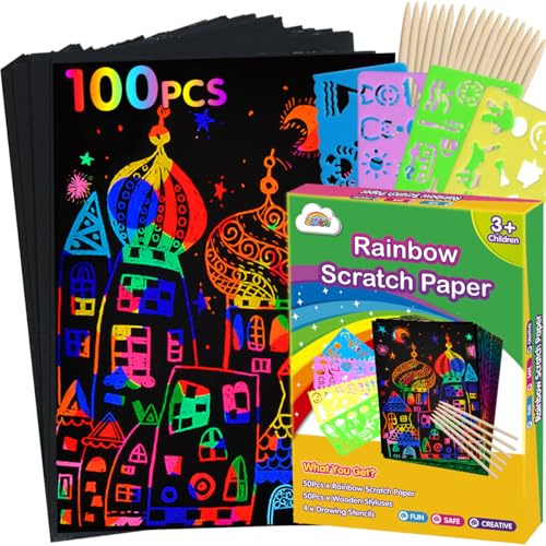 ZMLM Scratch Paper Art Set: 60 Pcs Magic Art Craft Kid Return Gifts Scratch Paper Supplies Toddler Preschool Learning Toys for Age 3 4 5 6 7 8 Girls Boys Birthday Activities Party Favors