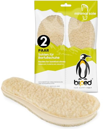 biped minimal sole BURGOS - 2 Paar Winter Einlegesohlen für Barfußschuhe - Wärmende Lammwollsohlen – Passen in Minimalschuhe für Erwachsene und Kinder(39)