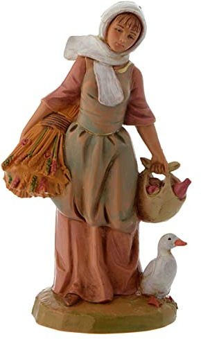 Holyart Pastorella con grano e oca 12 cm Fontanini