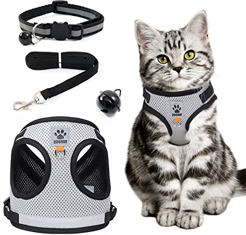 Arnes Transpirable para Gatos y Perros, Collares Ajustables con Correas, Traje Reflectante Antiescape, Adecuado para Mascotas Pequeñas y Medianas para Caminar Entrenar