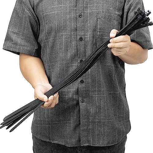 Armpow Fascette nere resistenti da 61 cm, 50 pezzi, 113,4 kg, ultra esclusive, in plastica resistente, fascette grandi per cavi extra lunghe, resistenti ai raggi UV per interni ed esterni