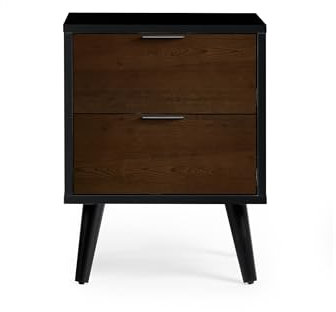 Julian Bowen Mesilla de Noche Alba de 2 cajones con Cierre Suave, Madera de Caucho, Nogal y Negro, Talla única