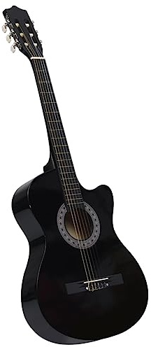 prissent Guitare classique Cutaway Western avec 6 Cordes Noir 38 Guitare Débutants Gitara pour Enfants Guitarra Classique Guitare Bois Enfants Guitarra Classique 35,5x8,5x98 cm