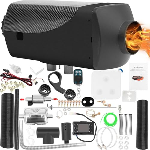 PRIJESSE 5KW 12V Diesel Air Heater, Portable Diesel Parking Heater, Fast Heating with LCD Monitor & Remote Control, for Car RV Boat Tent Caravan SUV Truck Garage (Black)