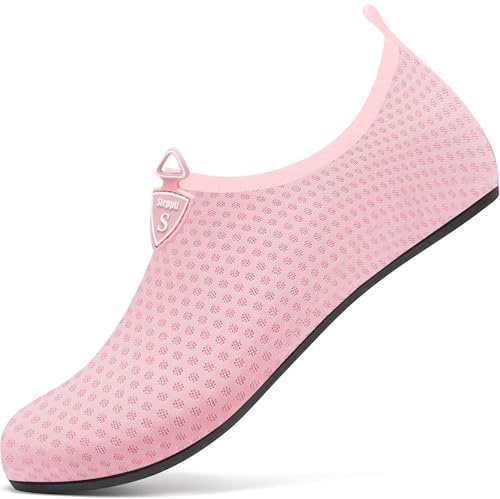 Steppli Water Shoes Yoga Quick-Dry Beach Lightweight Swim Pool Sea Surf Shoes Weitsuit Non Slip Breathable Aqua Wet Socks for Men Women Pink EU36/37=UK3/4