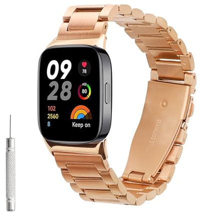 kwmobile Edelstahl Uhrenarmband kompatibel mit Xiaomi Redmi Watch 4 / Band 8 Pro/Band 9 Pro Ersatz Armband - Ersatzarmband für Smartwatch - 14-22 cm Innenmaße - Rosegold