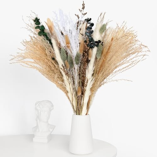 Dried Flowers 57 Pcs Pampas Grass Autumn Decorations, Boho Decor Home Decoration for Halloween Christmas Weddings Party Crafts Vase