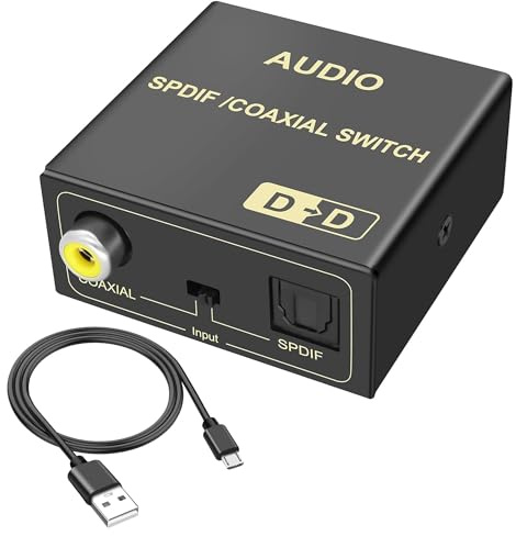 MEIRIYFA Convertitore audio coassiale digitale a analogico, bidirezionale digitale coassiale a SPDIF Toslink Fiber Optic Audio Signal Converter/Decoder con cavo di alimentazione micro USB per sistemi