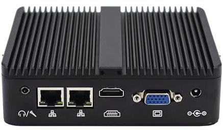 WEIDIAN Industrial Fanless Mini PC sin Ventilador N100, 8GB RAM 128GB SSD, Win 11 Pro 2xCOM RS232, 2xGigabit LAN, 2xDisplays HD VGA PC Ordenador for Industrial Negocio Oficina Auto Power On