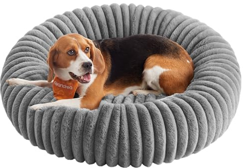 Feandrea Panier pour Chien, Panier pour Chat de Taille Grande, 80 cm de Diamètre, Coussin Chien Lavable, Rembourrage Doux, Antidérapant, Gris Tourterelle PGW304GD01